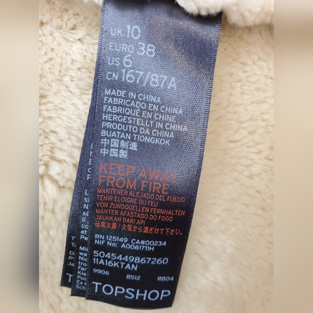 Topshop Faux Fur Shearling Tan Coat - Picture 14 of 16